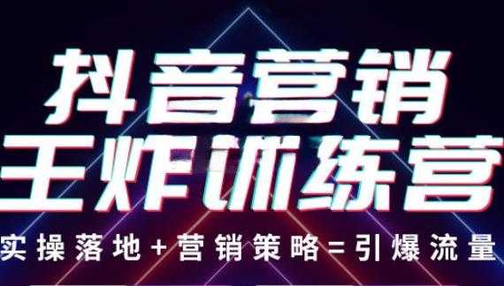 抖音营销王炸训练营，实操落地+营销策略=引爆流量（价值8960元）