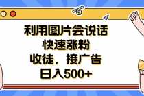 （6513期）利用会说话的图片快速涨粉，收徒，接广告日入500+