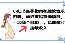 （6114期）小红书备孕指南和胎教音乐资料 孕妇宝妈首选项目 一天赚个300＋长期可做