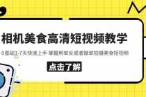 （5740期）相机美食高清短视频教学 0基础3-7天快速上手 掌握用单反或者微单拍摄美食