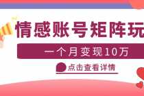 （5536期）云天情感账号矩阵项目，简单操作，月入10万+可放大（教程+素材）