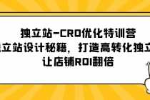 （5501期）独立站-CRO优化特训营，独立站设计秘籍，打造高转化独立站，让店铺ROI翻倍