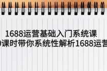 （5488期）1688运营基础入门系统课，20课时带你系统性解析1688运营