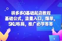 （5421期）拼多多0基础起店教程：基础公式，流量入口，爆单，SKU布局，推广必学等等