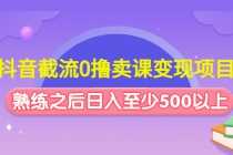 （4727期）抖音截流0撸卖课变现项目：这个玩法熟练之后日入至少500以上