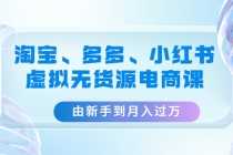 （4669期）淘宝、多多、小红书-虚拟无货源电商课：由新手到月入过万（3套课程）